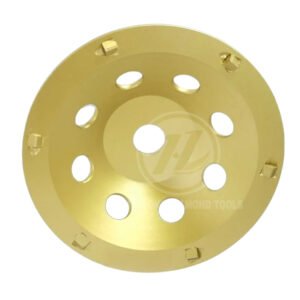 7 inch sharp edged PCD grinding cup wheel with Extra cooling holes,Professional coating removal Grinding Disc, 6* 1/4 PCD segments, For Fast Aggresive Epoxy, Paint, Glue Removal.
