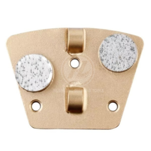 Trapezoid PCD Concrete Grinding Shoes Two Quarter PCD Diamond Grinding Pads with Two Round Segments Epoxy Removal 9 or 12PCS - Size: 3 X M6 Threads Quick Change Shoes