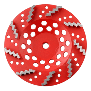 5/8"-11 7 inch Zigzag Segment Diamond grinding cup wheel with turbo cooling holes, Aggresive Grinding Disc for concrete Granite Marble etc