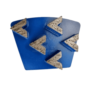 Trapezoid Quick slid on Concrete grinding shoes feature five V-shaped segments designed for use with the quick change system